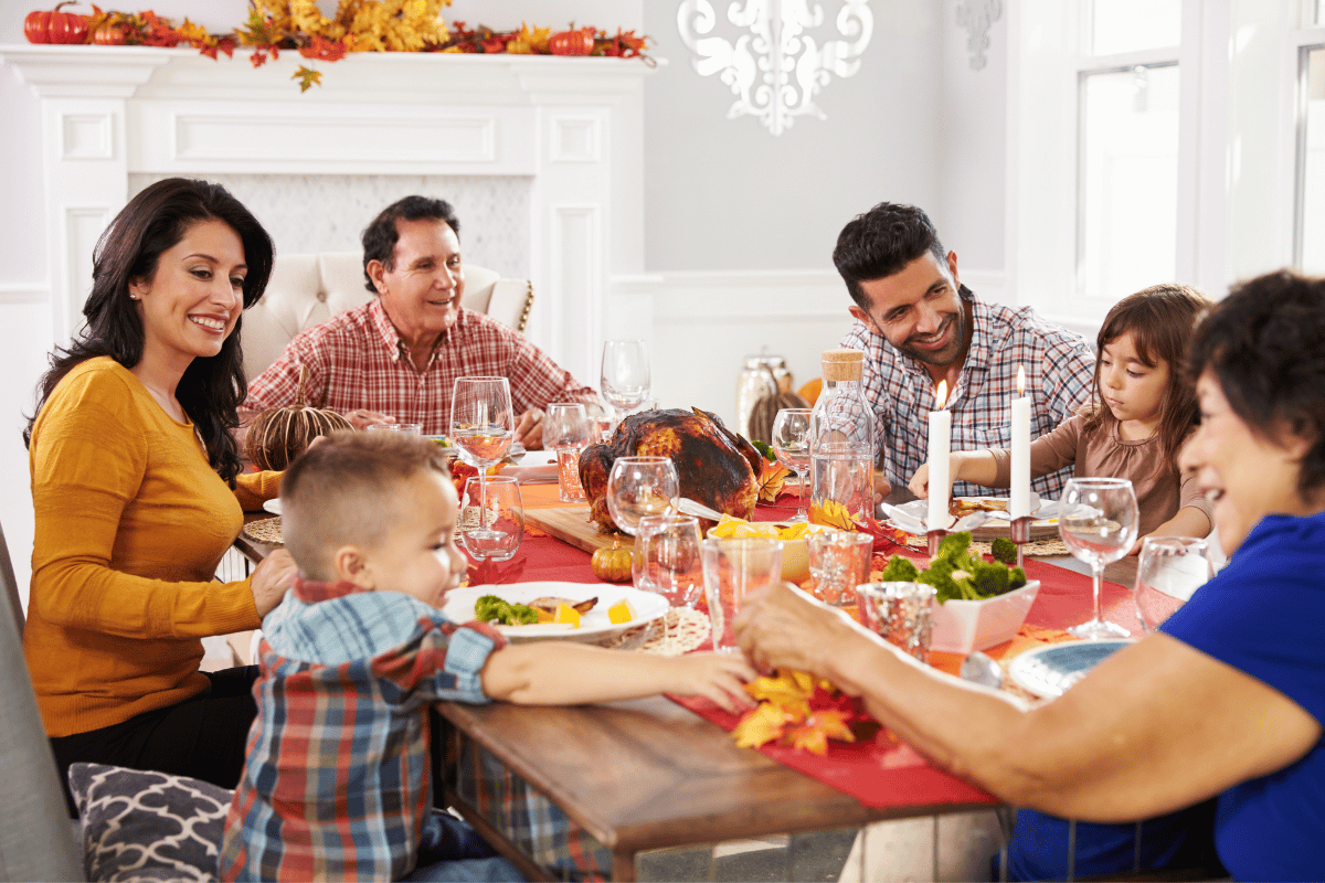 Family enjoying Thanksgiving together.