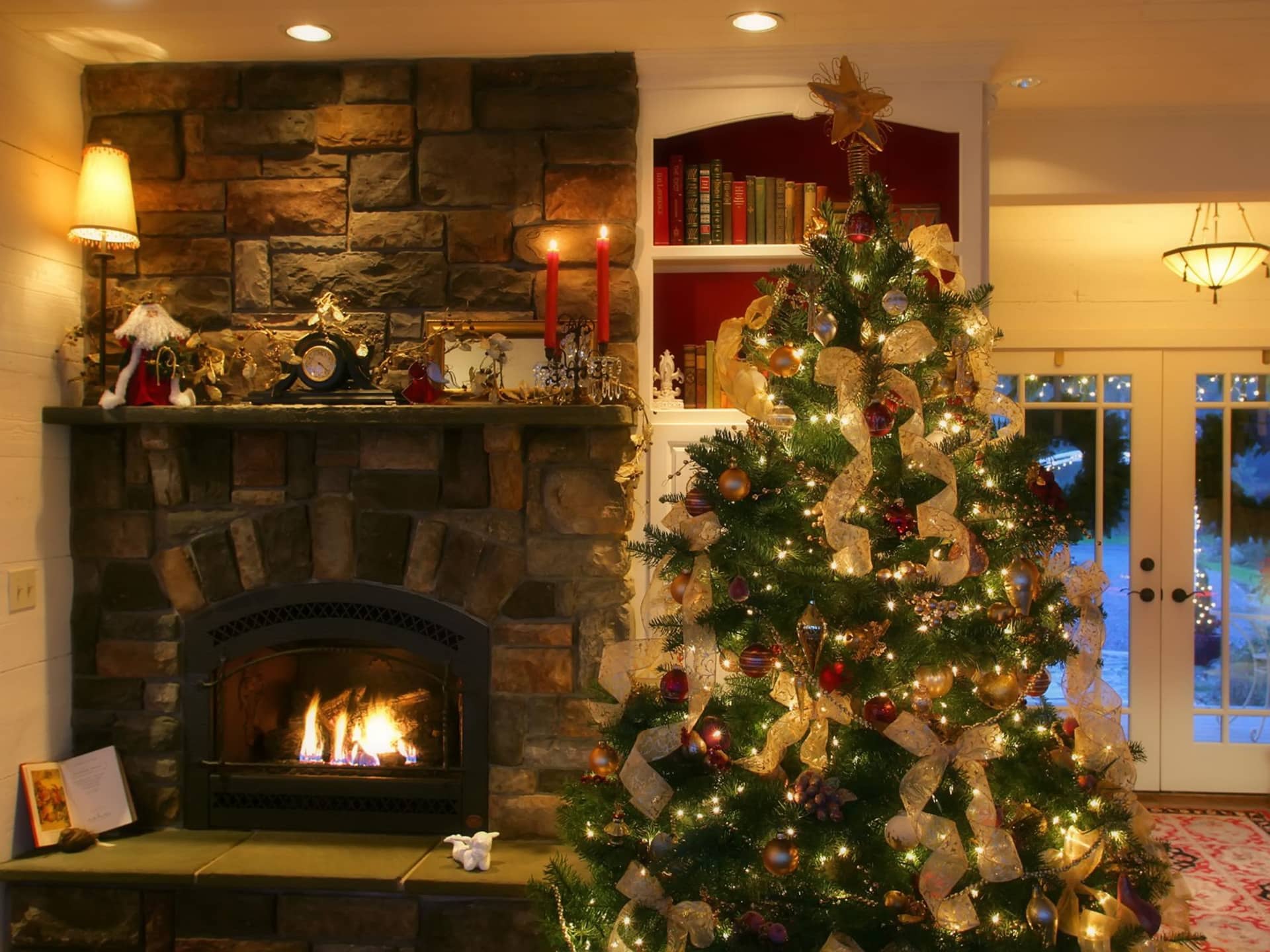 Family room during Christmas time.