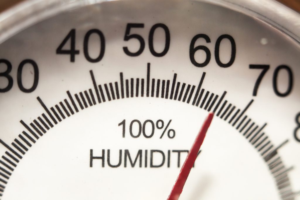 Hygrometer Gauge reading 65% humidity.